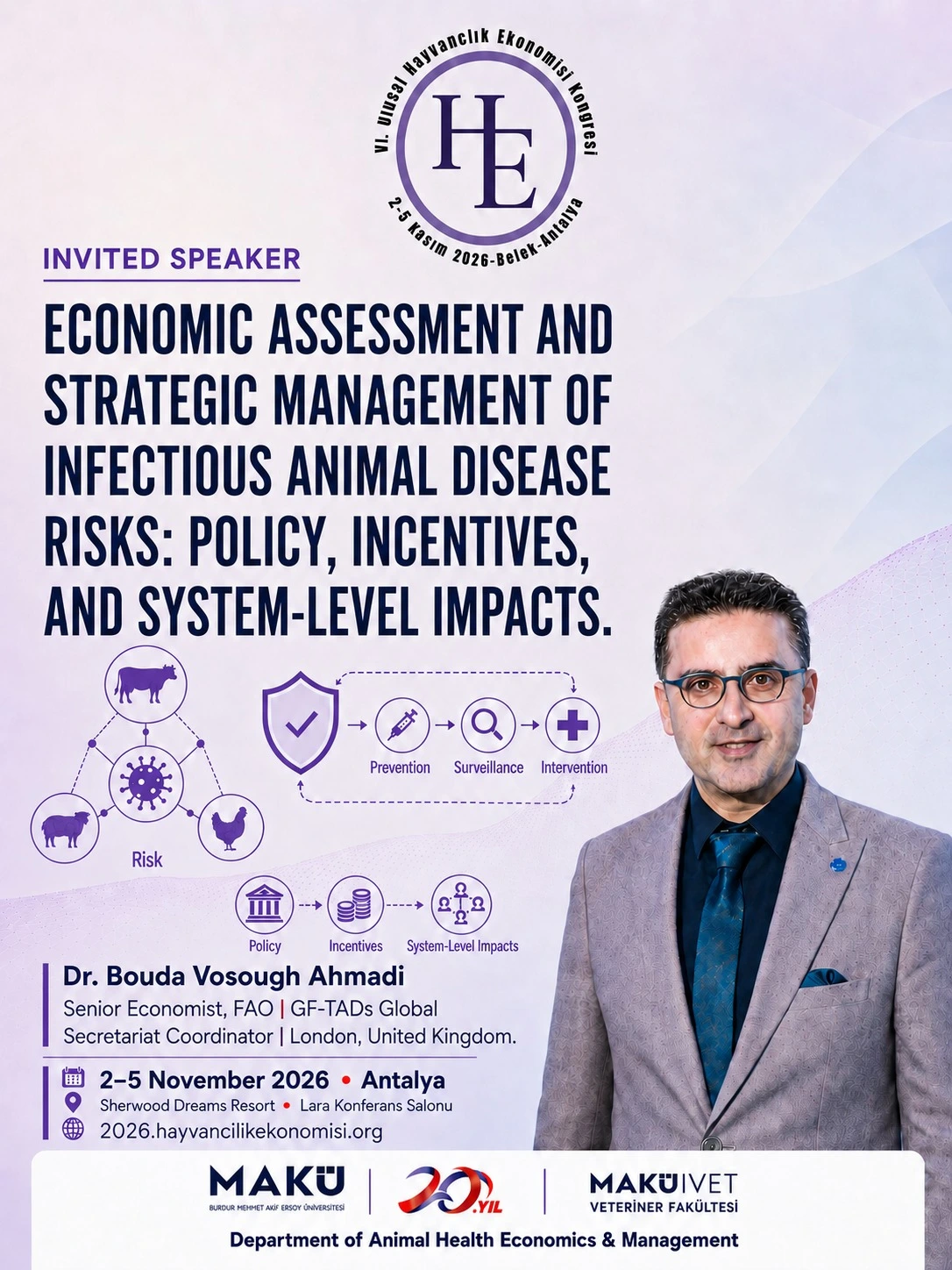 Invited speaker poster for the VI. National Congress of Animal Health Economics, Antalya 2026