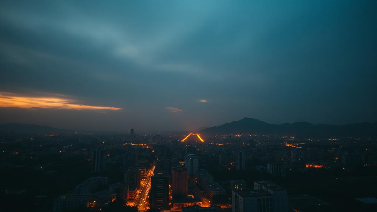 Addis Ababa skyline at dusk