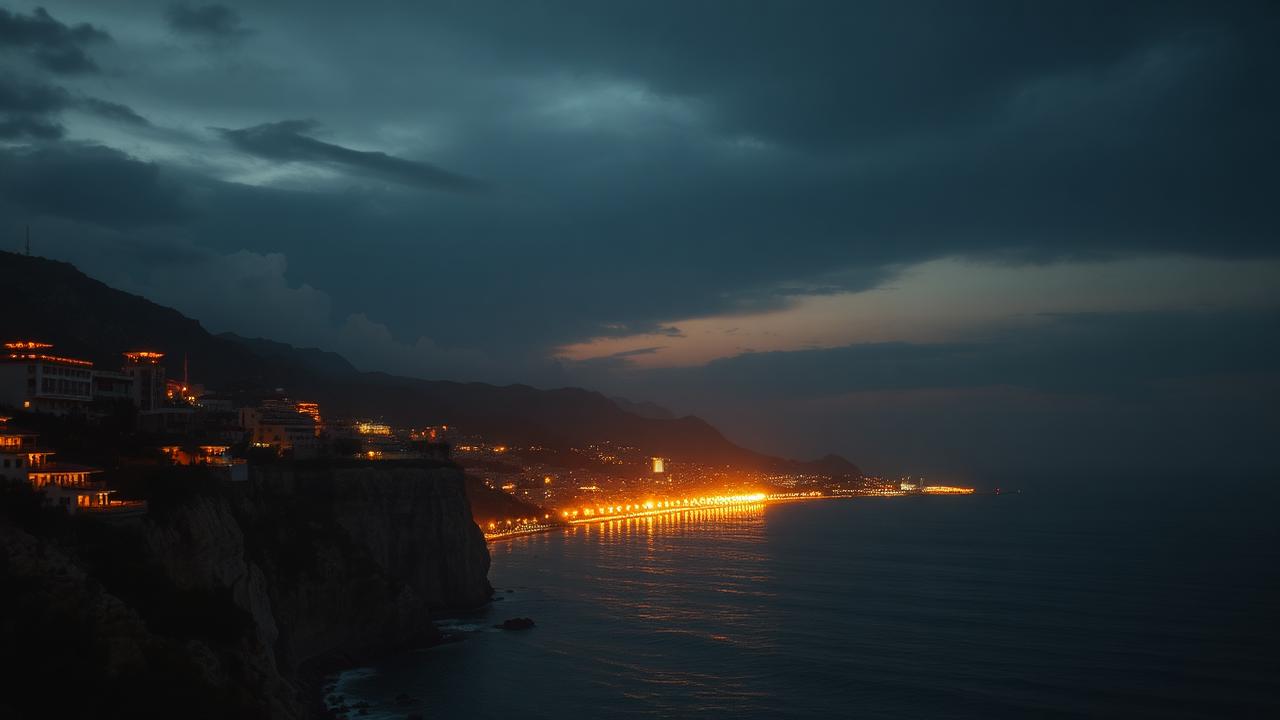 Antalya Mediterranean coastline at golden dusk